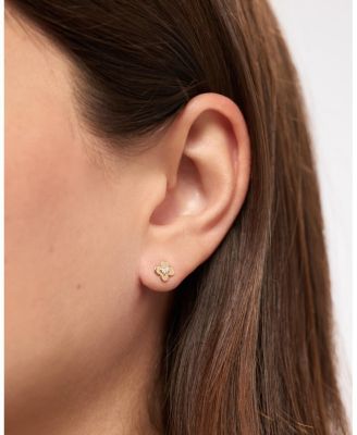 Solid Yellow Gold Mini Flower Studs