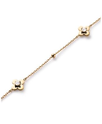 Solid Yellow Gold Mini Flower Station Bracelet