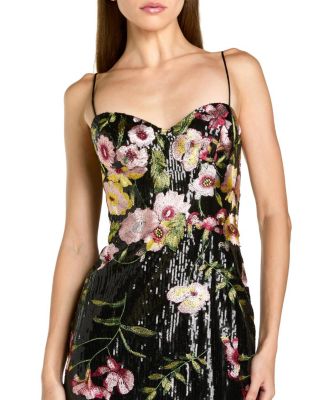 Sleeveless Bustier Floral Applique Gown