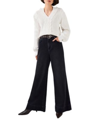  Women's Cotton Blend Crochet Detail Sweater