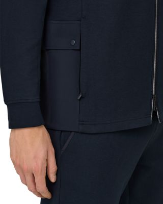 Full-Zip Jacket in Lightweight Cotton Blend Scub