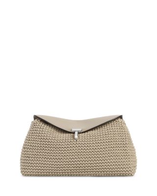 T-Lock Woven Leather Convertible Clutch in Black