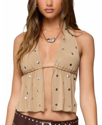 Studded Backless Split Front Top