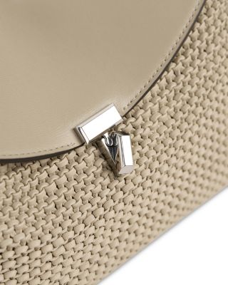 T-Lock Woven Leather Convertible Clutch in Black