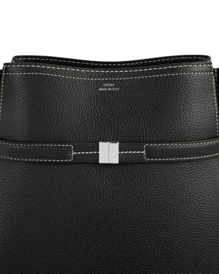 Belted Leather Bucket Bag