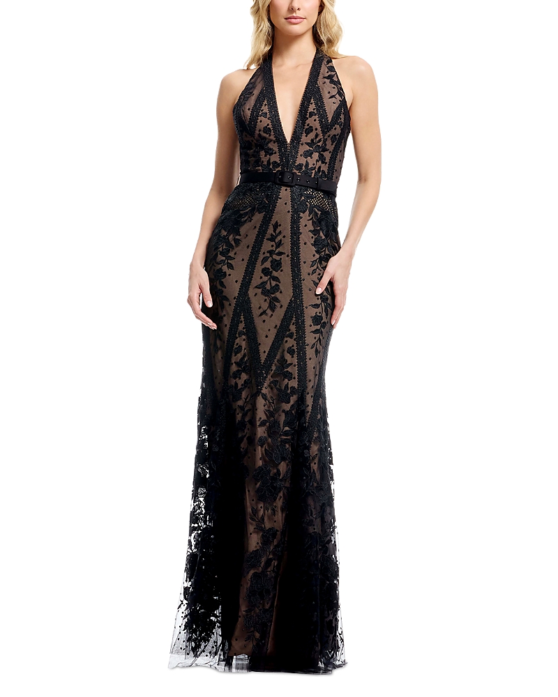 Dress the Population Devin Embroidered Halter Dress