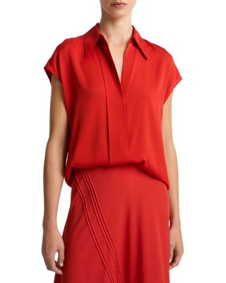 Button Front Cap Sleeve Top