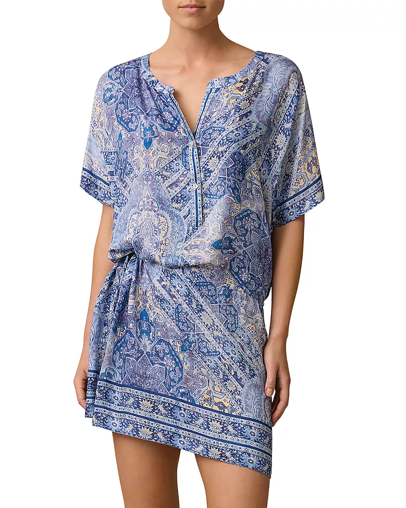 Monte & Lou Lauren Short Sleeve Shirt Dress Swim Cover-Up