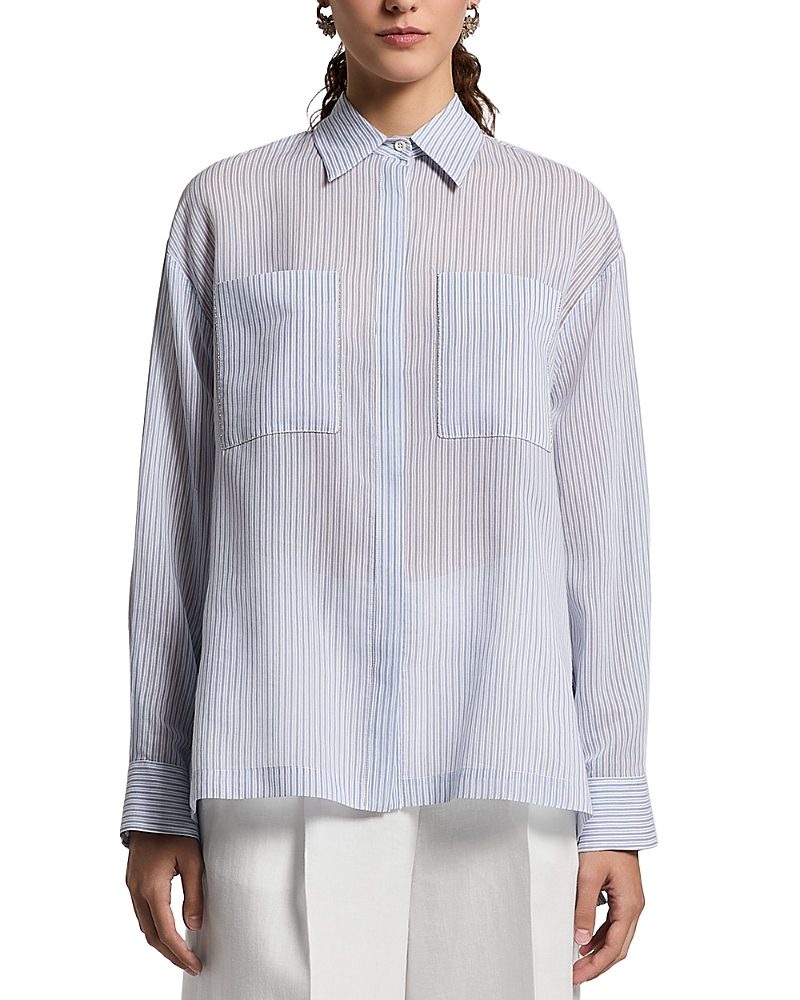 Peserico Striped Patch Pocket Shirt