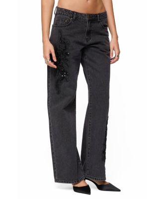 Rossa Beaded Low Rise Baggy Jeans
