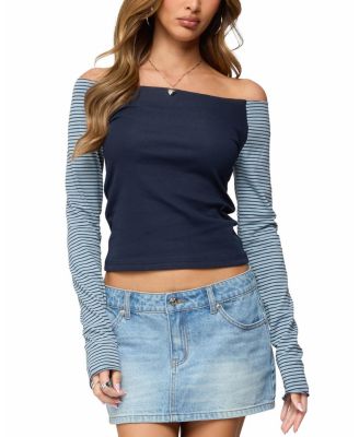 Rion Contrast Striped Off Shoulder Top