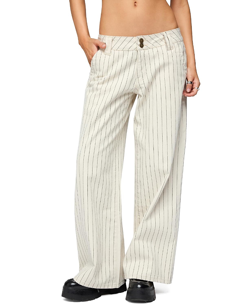 Edikted Petite Cory Striped Low Rise Colored Wash Jeans