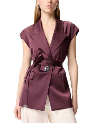 Satin Sleeveless Jacket Top