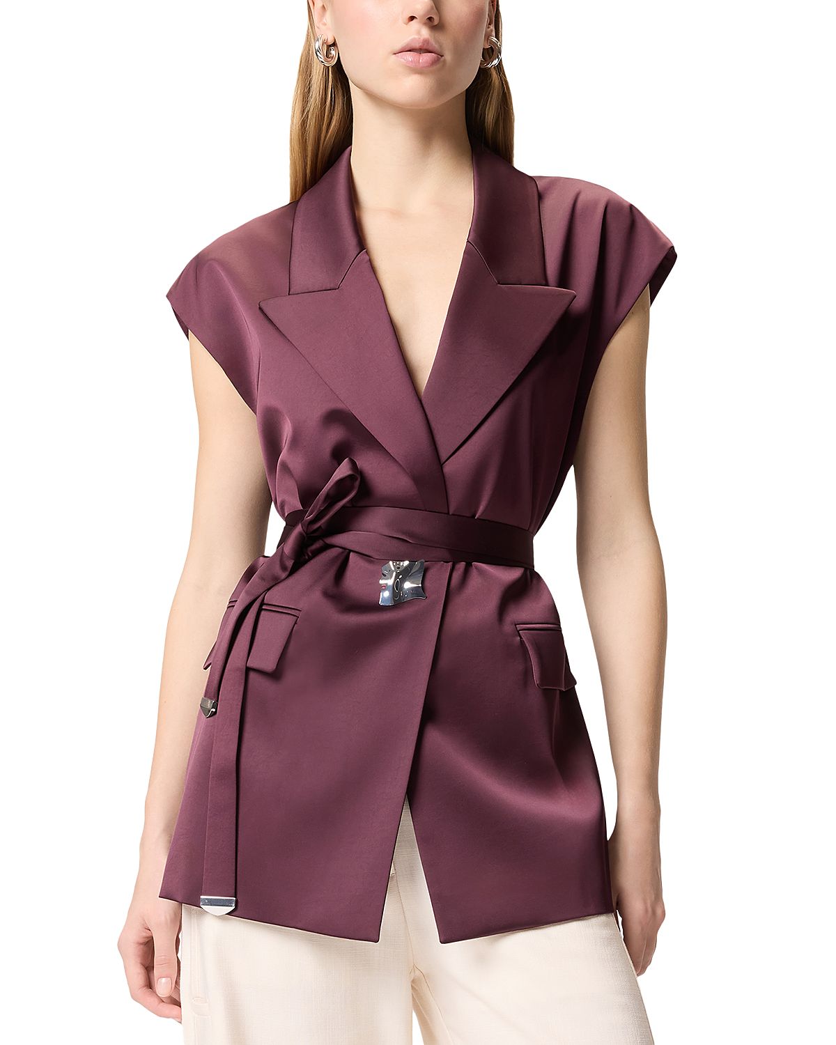 Pinko Satin Sleeveless Jacket Top