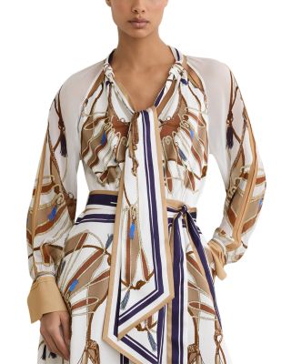 Ellie Placement Scarf Print Midi Dress