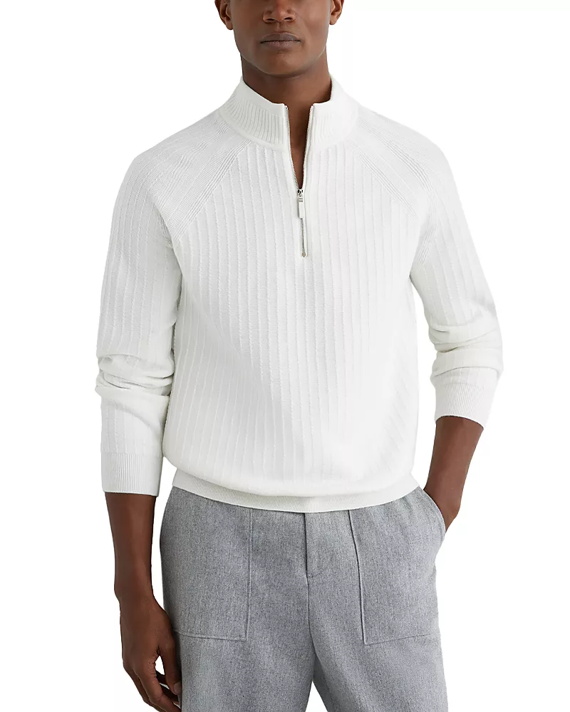 Reiss Aldershot Half Zip Funnel Textured Jumper Sweater