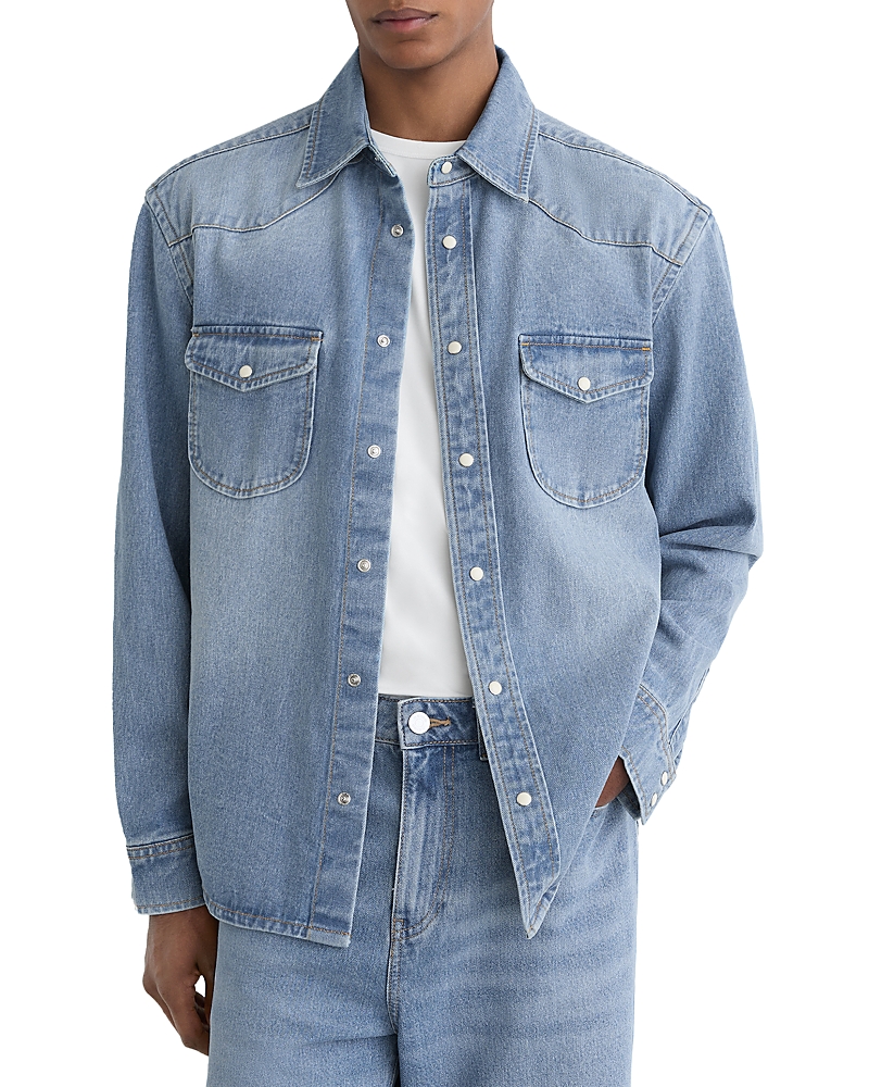 Reiss Finley Long Sleeve Washed Denim Overshirt