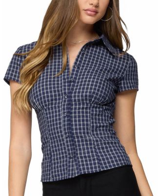 Oriya Gingham Tailored Button Up Shirt