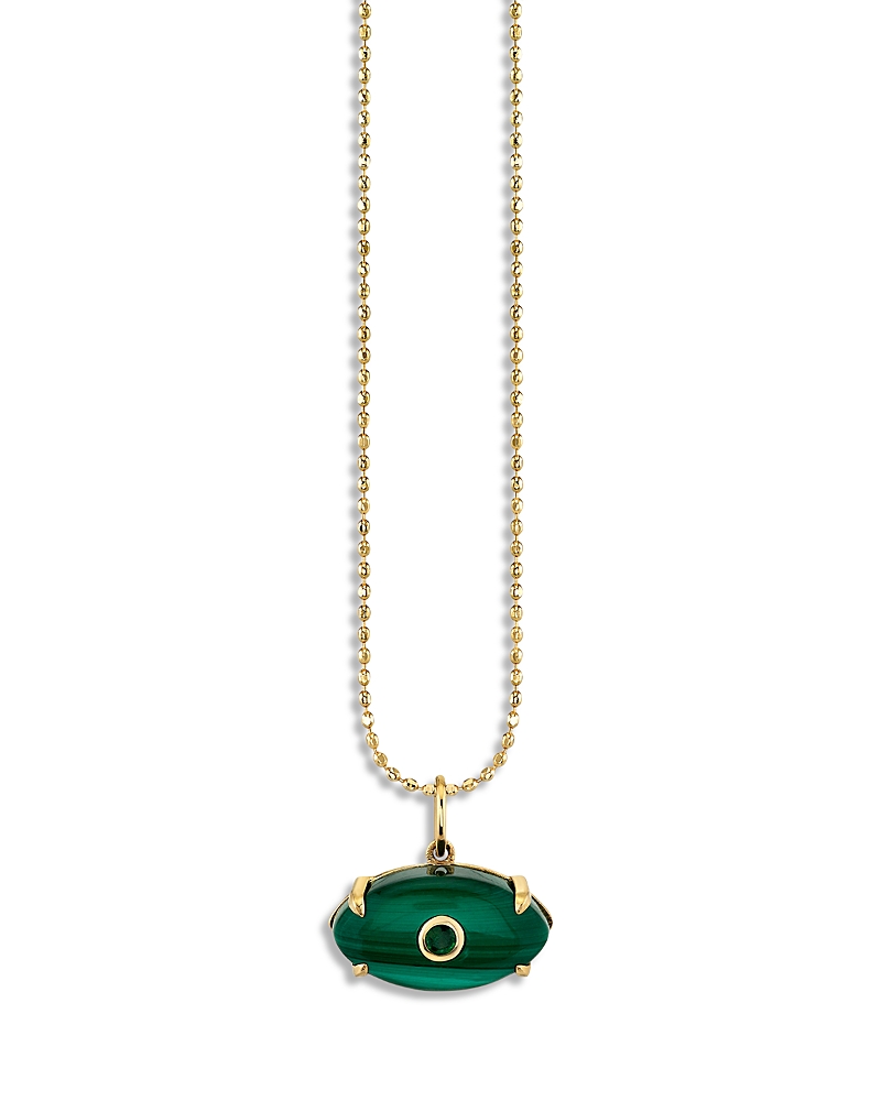 Sydney Evan 14K Yellow Gold The Terra Emerald & Malachite Protective Eye Pendant Necklace, 18