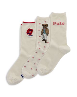 Floral Bear Socks, Pack of 3