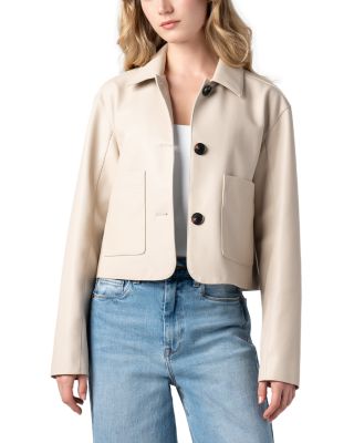 Faux Leather Button Front Jacket