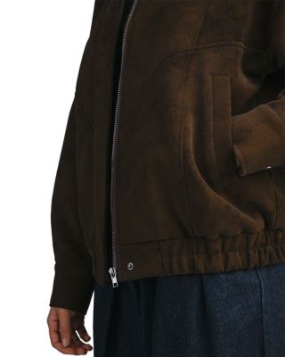 Oversized Faux Suede Bomber Jacket