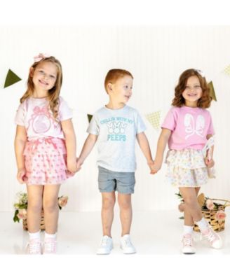 Girls' Lace Bunny Bow Patch Easter Short Sleeve T-Shirt - Baby, Little Kid