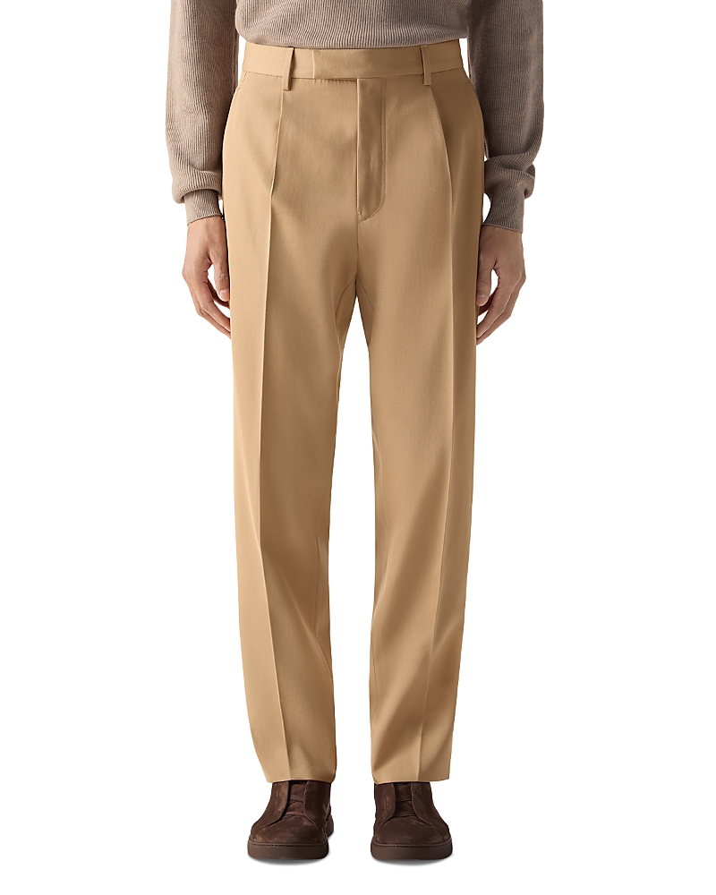 Zegna Cotton & Wool Pleated Pants