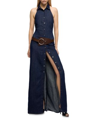 Denim Halter Maxi Dress