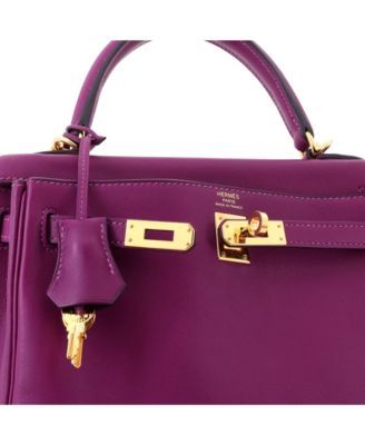 Kelly 25 Handbag Purple Swift with Gold Hardware