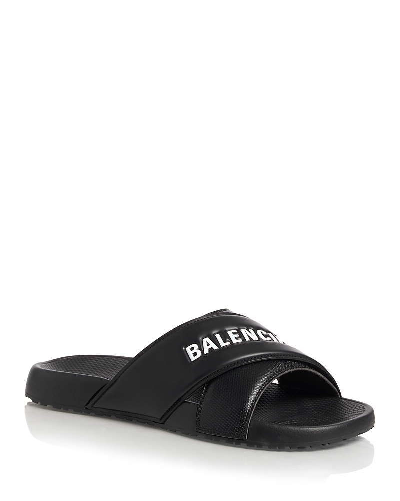 Balenciaga Men's Crisscross Logo Slides