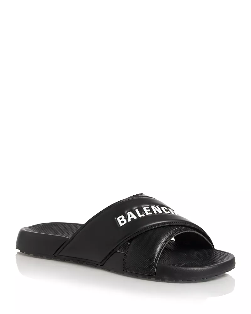 Balenciaga Men's Crisscross Logo Slides