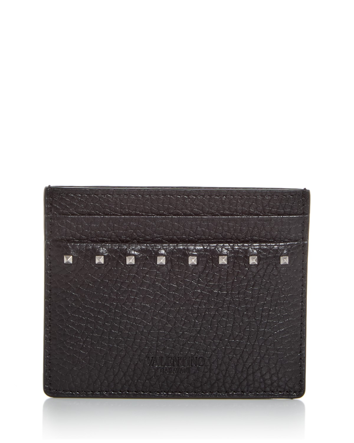 Valentino Garavani Rockstud Leather Card Case in Black