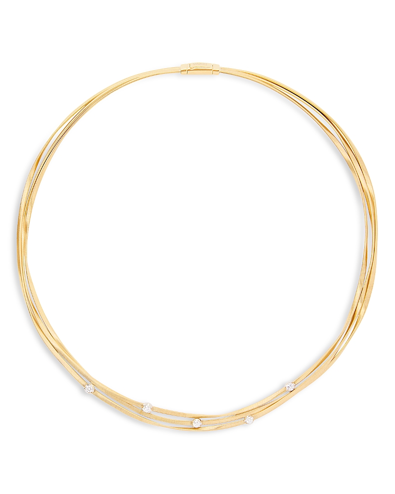Marco Bicego 18K Yellow Gold Marrakech Diamond Multirow Collar Necklace, 16.5