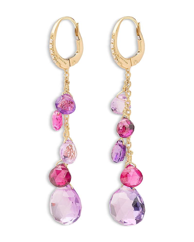 Marco Bicego 18K Yellow Paradise Multi Gemstone & Diamond Chain Drop Earrings