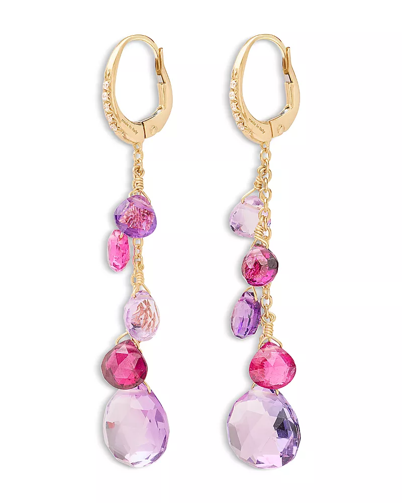 Marco Bicego 18K Yellow Paradise Multi Gemstone & Diamond Chain Drop Earrings