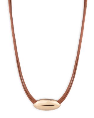Leather Pendant Necklace, 16"