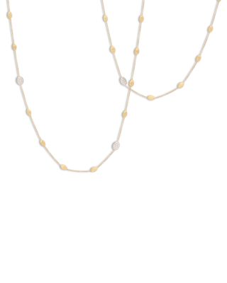 18K Yellow Gold Siviglia Diamond & Textured Link Long Chain Necklace, 36"