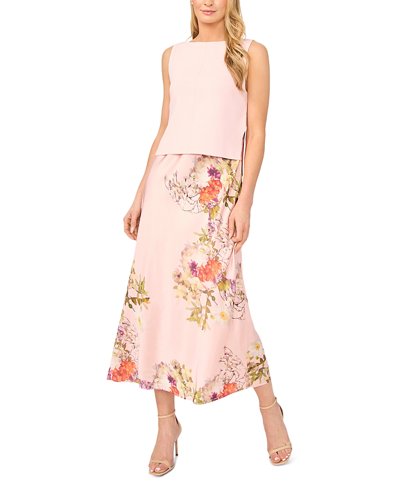 Ted Baker Midori Sleeveless Boat Neck Printed Twofer Dress & Sweater