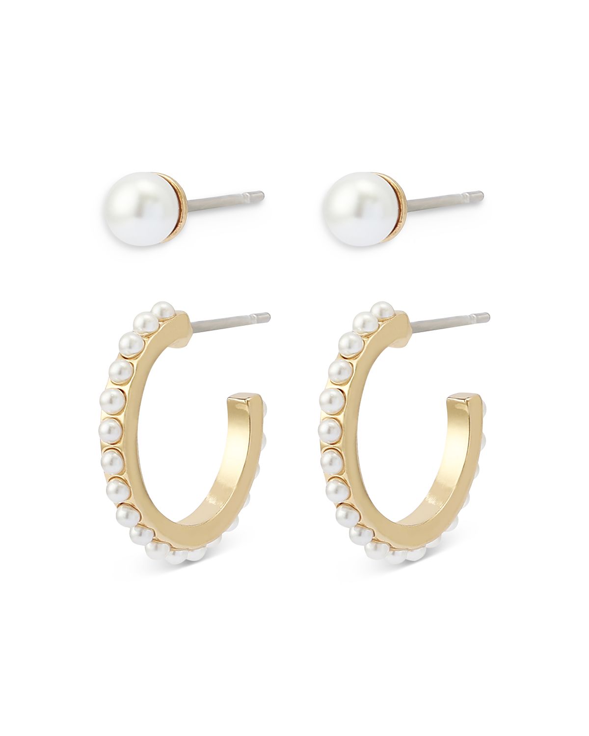 Allsaints Hazel Imitation Pearl Stud & Huggie Hoop Earrings