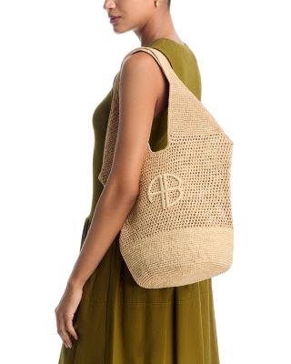 Leah Medium Raffia Hobo Bag