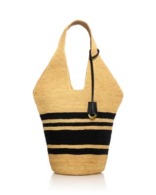 Leah Medium Striped Raffia Hobo Bag