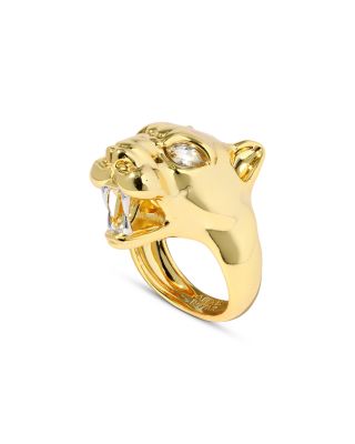 Crystal Panther Visage Ring
