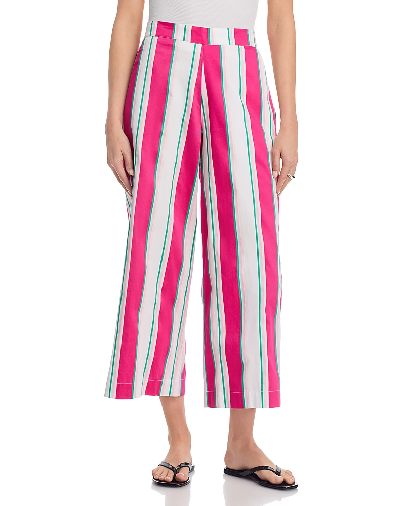 French Connection Alexis Poplin in Havana Stripe Pull On Cropped Pants