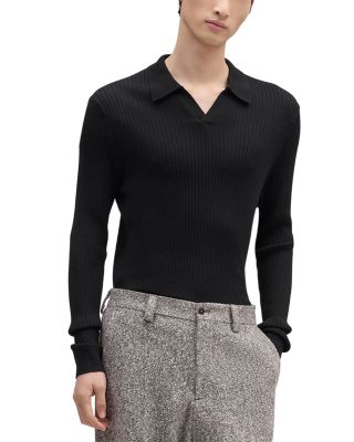 Paul Ribbed Open Collar Polo Sweater