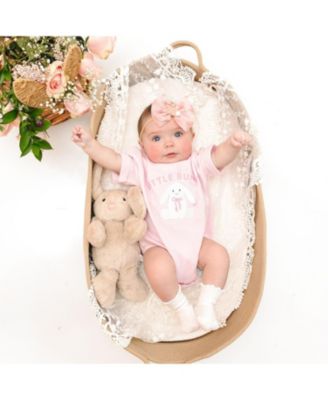 Girls' Bunny Patch Easter Short Sleeve Romper - Baby