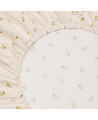 Piglet In Bed Posy Bud Linen Blend Fitted Sheet, Twin In Animal Print