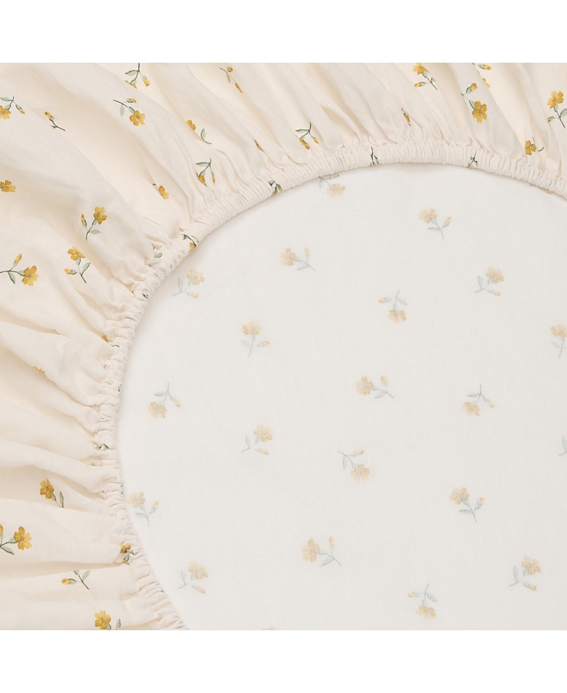 Piglet In Bed Posy Bud Linen Blend Fitted Sheet, Twin In Animal Print