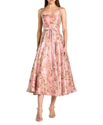 Sleeveless Brocade A Line Midi Dress