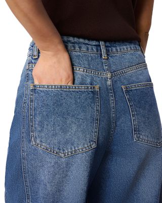 Authentic Mid Rise Raw Hem Barrel Jeans in Denim